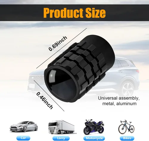 Vista 2 de 4 piezas de tapas de vástago de válvula de neumático, cubiertas de vástago de válvula de aire de neumático impermeables con anillo de goma, cubierta