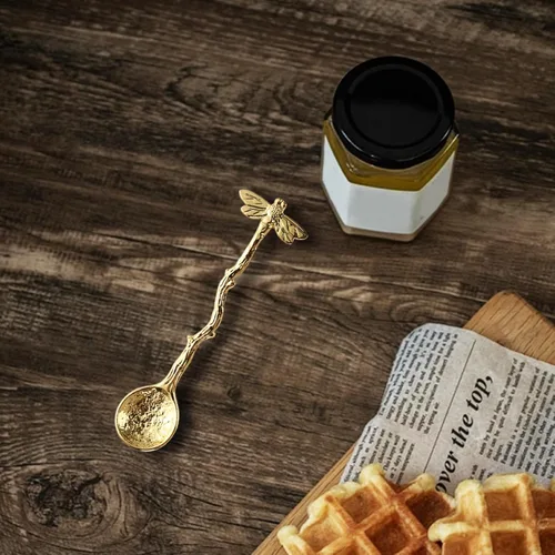 Vista 3 de Cuchara de libélula retro Cuchara de café Cucharadita de acero inoxidable Cuchara de azúcar creativa Cuchara de té, cuchara de agitador, cuchara