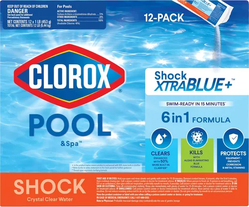 Vista 10 de Clorox® Pool&Spa™ Shock XTRABLUE® Plus, mata bacterias y algas en piscinas, listo para nadar en 15 minutos, (paquete de 6)
