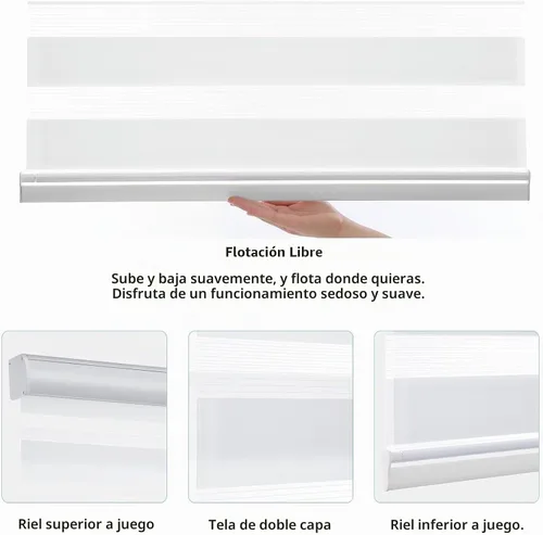 Vista 5 de MYshade Persianas de cebra inalámbricas, de doble capa para filtrar la luz y opacas, persianas de ventana de día/noche para dormitorio, sala de Negro