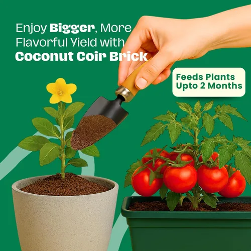 Vista 9 de Paquete de 2 bloques de fibra de coco Gro-Med – 1.4 lb cada uno, se expande a 20 cuartos, mezcla de tierra para macetas enriquecida con NPK, tierra