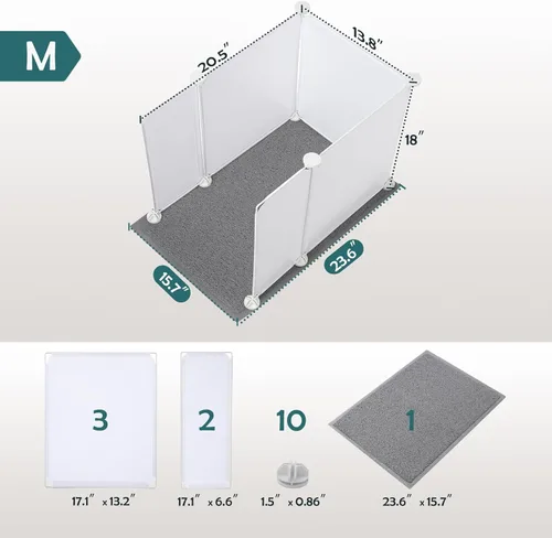 Vista 4 de MEEXPAWS Recinto de Caja de Arena para Gatos con Protector contra Salpicaduras Pequeño 20.5L × 14A x 18Al pulgadas, Láminas de Plástico Ligero