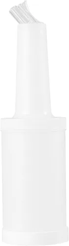 Vista 16 de Restaurantware Botella de plástico de 1 cuarto de galón de almacenamiento con boquilla azul y tapa, botella de almacenamiento de barra, 3 1/2 x 3