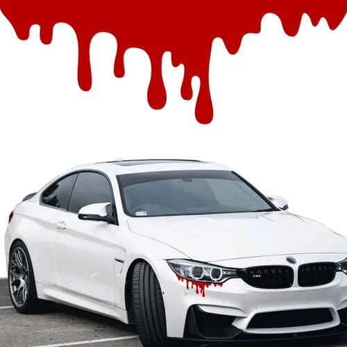 Vista 8 de Calcomanías de Halloween, 2 unidades, divertidas calcomanías reflectantes con efecto de sangre que gotea para automóvil, calcomanía de vinilo