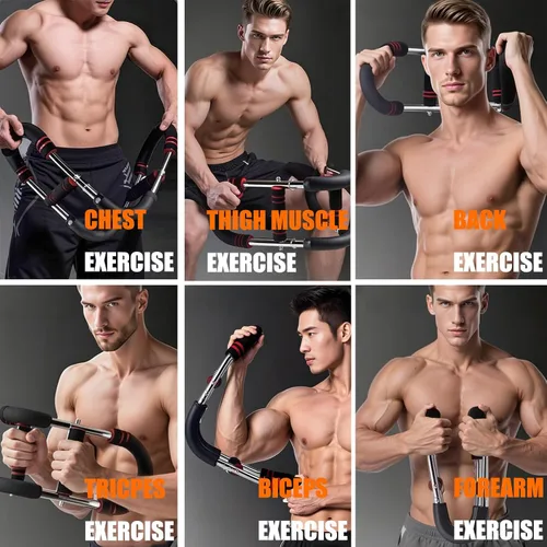 Vista 4 de Entrenador de brazo Twister, equipo de entrenamiento de pecho con bolsa de almacenamiento, ejercitador de pecho ajustable con 4 resortes