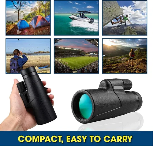 Vista 7 de Nuevo monóculo impermeable, telescopio monocular de alta definición de 12 x 50 con trípode y adaptador de teléfono inteligente, prisma BAK4