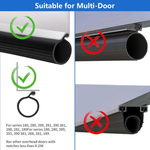Vista 3 de Garage Door Seals Bottom Rubber Weather Seal Strip Replacement, Universal Weatherproof Threshold Buffering Sealing Rubber, 16FT