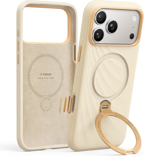 Vista 17 de TORRAS OStand Q3 - Funda de silicona líquida para iPhone 16 Pro con soporte magnético de giro de 360 grados con control de cámara, compatible