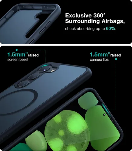 Vista 6 de TORRAS - Funda protectora magnética para Samsung Galaxy S23 6.1 pulgadas, prueba de caídas de grado militar, apta para MagSafe, parte trasera Negro