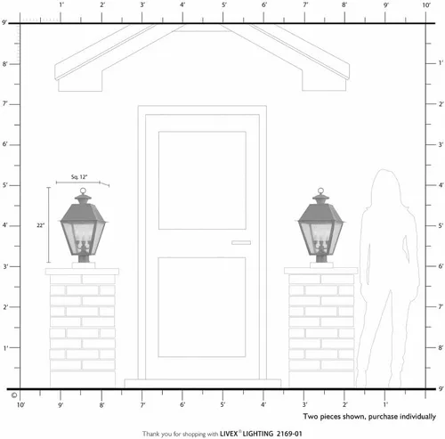 Vista 7 de Livex Lighting 2169-04 Mansfield - Cabezal de poste para exteriores con 3 luces, color negro