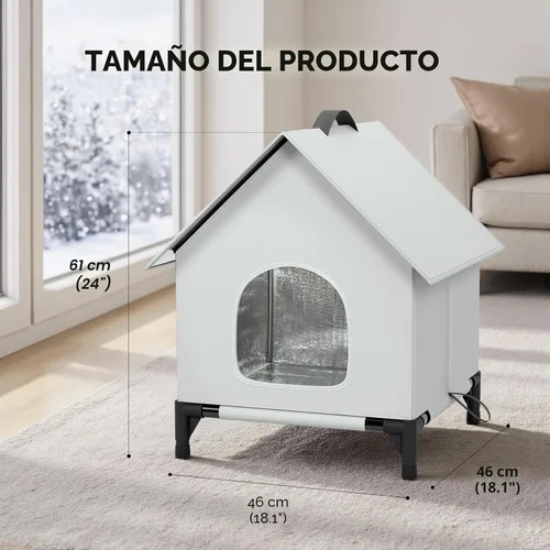 Vista 3 de Casa refrescante para gatos con bolsas de hielo para exteriores e interiores, aislada y resistente a la intemperie, refugio para gatos