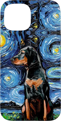 Vista 6 de Black and Tan Coonhound Starry Night Art – Dog Lover Gift Case for iPhone 17