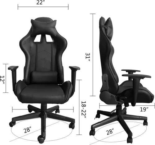 Vista 96 de Modern-Depo Black Virgo Zodiac - Silla de juegos con diseño ergonómico, giratorio y reclinable ajustable, capacidad de carga de 330 libras
