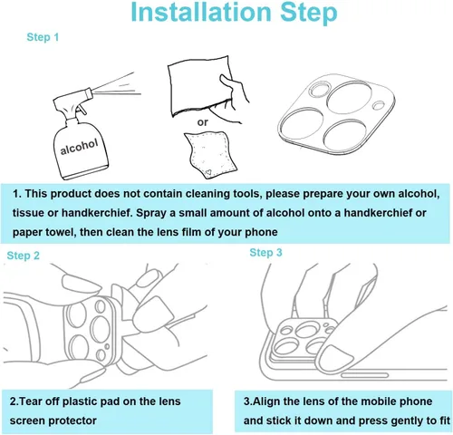 Vista 6 de FGFLOWER - Protector de lente de cámara compatible con iPhone 12 Mini (5.4 pulgadas) y iPhone 11 (6.1 pulgadas), vidrio templado 9H, arañazos, Ultra