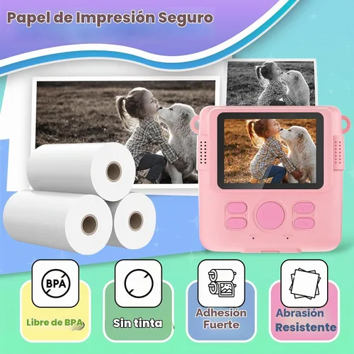 Vista 3 de Papel de impresora, 12 rollos para cámara de impresión instantánea para niños, papel de impresión térmica de impresión HD (12 rollos)