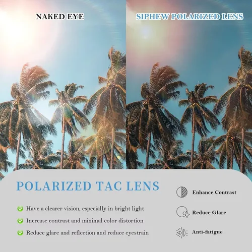 Vista 6 de SIPHEW - Gafas de sol polarizadas para mujer, gafas de sol cuadradas clásicas para mujer con protección UV