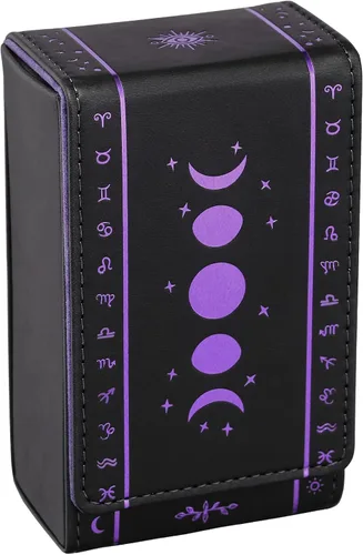 Vista 9 de Tarot Tarot Tarot, estuche de cuero para cartas de tarot, adecuado para cartas de tarot de tamaño estándar (2.75 x 4.75 pulgadas), diseño de fase