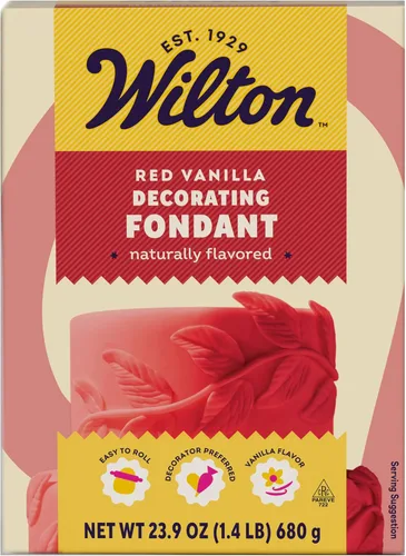 Wilton Fondant rojo, sabor a vainilla, prefabricado, 23.9 oz.