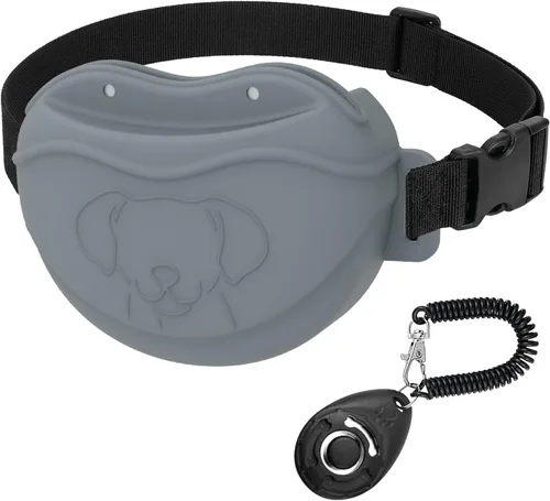 Vista 8 de Bolsa de golosinas para perros sin derrames que no gotea Bolsa de entrenamiento magnética de silicona con clic gratis y cinturón de cintura Negro