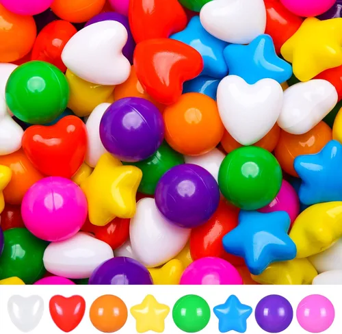 Vista 27 de Bolas de hoyo de TRENDPLAY en forma de estrella y corazón para niños pequeños - 50, 100, 200, 500 piezas de bolas de plástico para diversión y juego