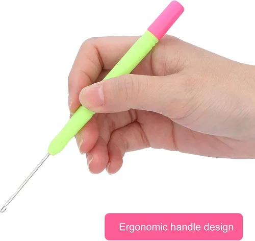 Vista 3 de 5 ganchos de plástico para extensiones de cabello, juego de ganchillo, herramienta de gancho para trenzar el cabello (verde #2)