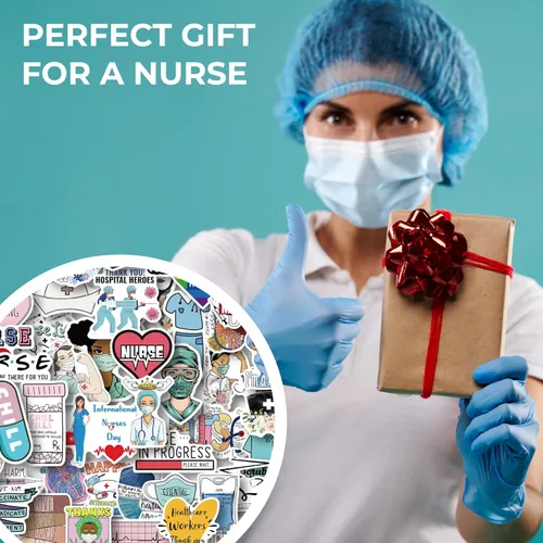 Vista 8 de Carrete de insignia de enfermera, soporte de carrete de insignia de corazón con 10 calcomanías de enfermería, carretes de insignia de enfermería