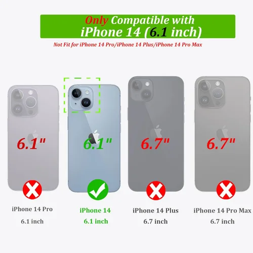 Vista 5 de Funda compatible con iPhone 14 tipo cartera para mujer, de piel sintética con relieve de mariposa, funda con tapa para tarjetas de crédito, ranuras