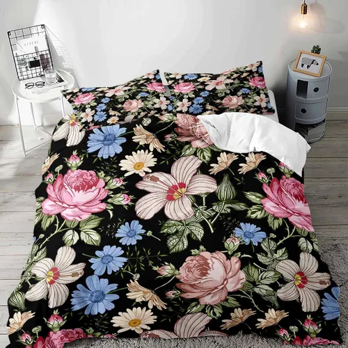 LUVIVIHOME Juego de 2 piezas de funda de edredón vintage con diseño floral, juego de ropa de cama tamaño individual, estilo bohemio retro