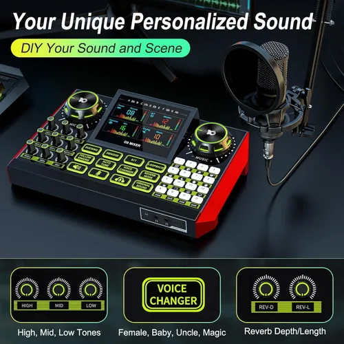 Vista 3 de Paquete de equipo de podcast G9 con micrófono de condensador de 3.5mm para transmisión en vivo, canto, juegos en PC/teléfono, paquete de micrófono