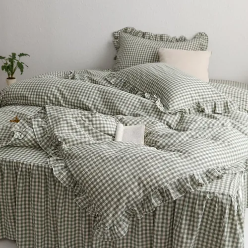 Vista 13 de MKXI Juego de ropa de cama con diseño de corbata de moño linda y rayas de flores rosas, tamaño individual, de algodón - Funda de edredón