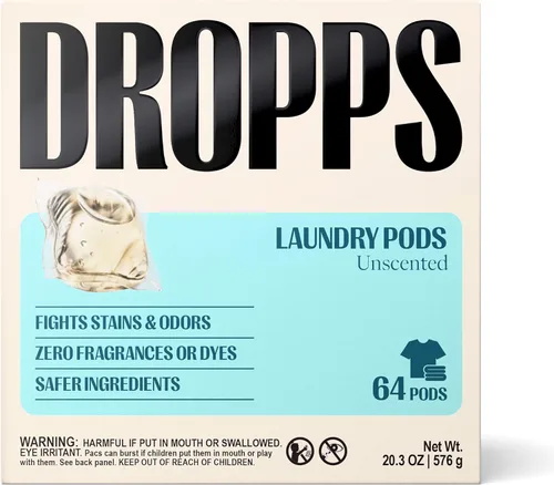 Vista 20 de Dropps Cápsulas de detergente para ropa a base de biológicas Odor & Stain Crisp Breeze HE compatibles con ropa fresca, suministros de jabón