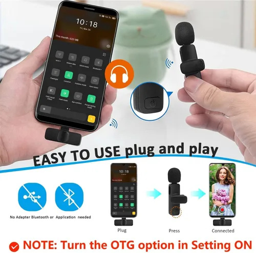 Vista 4 de MAYBESTA Micrófono de solapa inalámbrico Lavalier para iPhone, teléfono Android, portátil, mini micrófono Bluetooth con interfaz USB C para YouTube