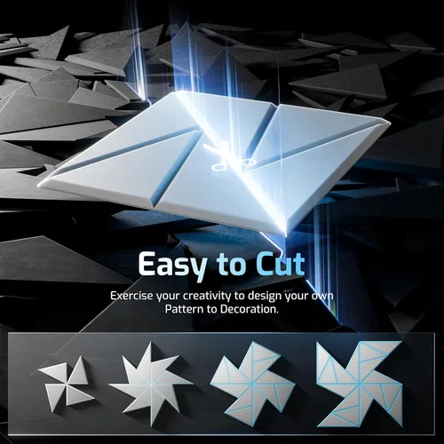 Vista 4 de Paquete de 22 paneles a prueba de sonido para paredes, paneles acústicos de alta densidad de 12 x 12 x 0.4 pulgadas, paneles de espuma a prueba