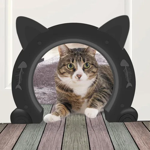 Vista 7 de Puerta de gato para puerta interior, puerta de gato interior, puertas de mascotas para gatos, 10.55 x 2.45 x 9.05 pulgadas (L)
