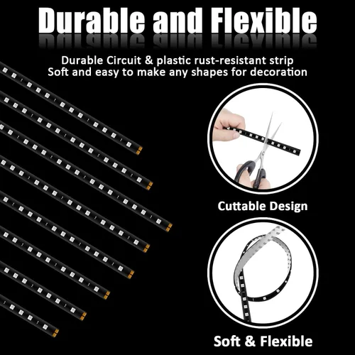 Vista 3 de Tira de 15 luces LED de 12 V, de 30 cm, resistente al agua, flexible para parte inferior de faros de auto, azul, 20