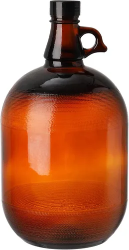 Dicunoy Jarras de vidrio de 1 galón, botella de fermentación ámbar con tapa de sello, botella de agua de 128 onzas con asa para kombucha, cerveza,
