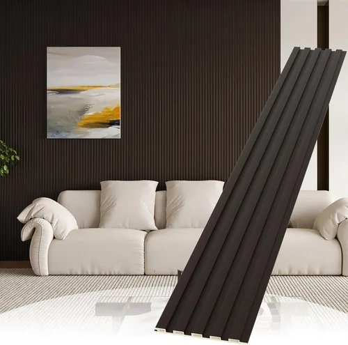 Vista 9 de WPC - Paneles de pared con listones, paquete de 8 paneles de pared 3D WPC de madera, paneles acústicos para decoración de pared interior, sala