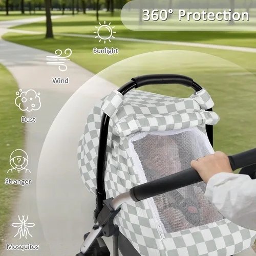 Vista 6 de DILIMI Juego de 2 fundas de almohada de muselina para lactancia, fundas de asiento de automóvil para bebés, suaves y transpirables, a cuadros verdes