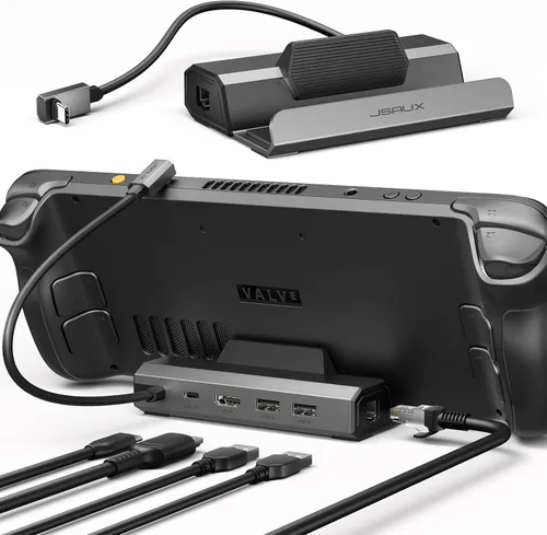 JSAUX Estación de acoplamiento mejorada 4K a 120Hz para Steam Deck OLED/ROG Ally X/Legion Go/MSI Claw, Base de Steam Deck 5 en 1 con HDMI 2.1,