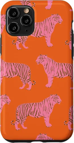 Vista 28 de Pink Orange Tiger Pattern Trendy Boho Aesthetic Big Cats Case for iPhone 17