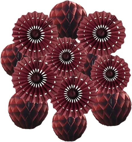 Vista 9 de 12 bolas de panal de 6 pulgadas y 8 pulgadas, abanicos de papel de seda, abanicos de bolas de panal de abeja, abanicos de papel para pared, pompones