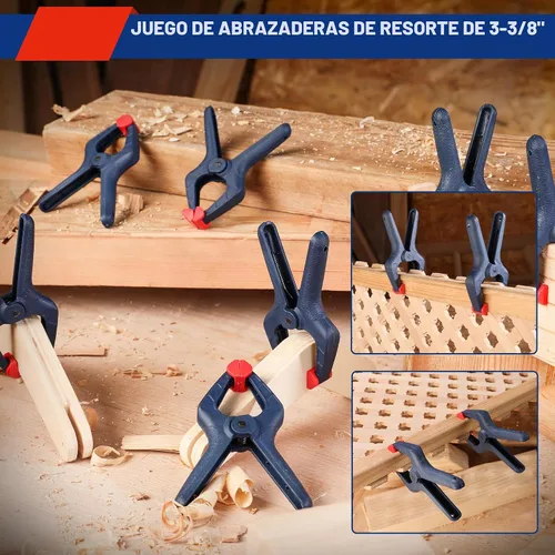 Vista 4 de WORKPRO - Juego de abrazaderas de resorte, 16 piezas, 3-3/8 pulgadas con Azul