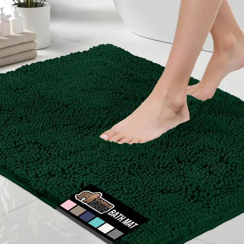 Vista 24 de Gorilla Grip - Tapete de baño de felpilla gruesa, suave y absorbente, secado rápido, de microfibra, con reverso de caucho, para piso de ducha, Negro