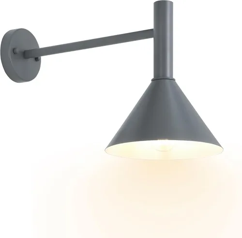 Vista 10 de Lámpara de granero de cuello de cisne negro satinado de 19 pulgadas con brazo de extensión largo de 15 pulgadas, aplique de pared de granja