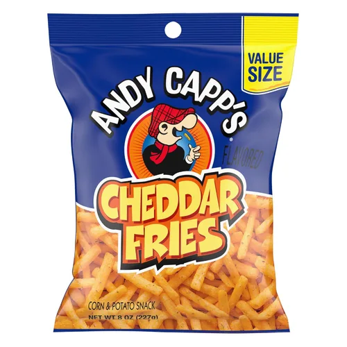 Andy Capp's Big Bag - Papas fritas con sabor a cheddar, 8 onzas, paquete de 8