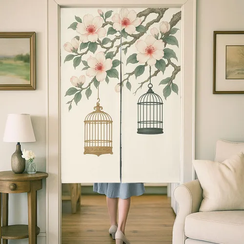Vista 5 de Cortina japonesa para puerta, cortinas de algodón noren, cortina japonesa, cortina de puerta de lino de algodón, 33.5 x 55 pulgadas, tapiz