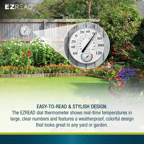 Vista 3 de Headwind Consumer Products EZREAD - Termómetro de esfera colgante, termómetros meteorológicos para uso en interiores y exteriores, diámetro grande