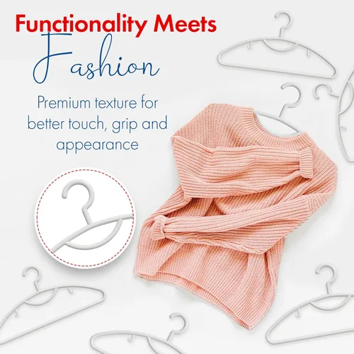 Vista 7 de Perchas de plástico para ropa, paquete de 12 perchas de plástico resistentes para ropa, abrigos, vestidos, trajes, perchas antideslizantes