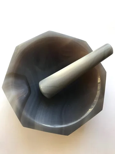 Vista 4 de Mortero y mortero de ágata alfa nanotecnológica (diámetro interior 3.937 in; profundidad interior 1.181 in)