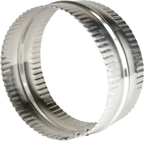 Vista 5 de Deflecto Conector de conducto de 4", aluminio con cuentas y engarzado, plata, 3" de largo (DAC4C)
